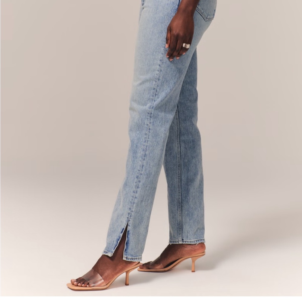 Abercrombie Curve Love Light Wash Jeans with Vent Slit